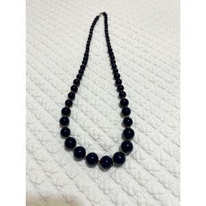 Vintage Blue Graduated Bead Necklace- 30”